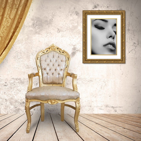 Face 1 Gold Ornate Wood Framed Art Print with Double Matting by Design Fabrikken