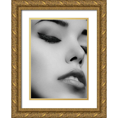 Face 1 Gold Ornate Wood Framed Art Print with Double Matting by Design Fabrikken