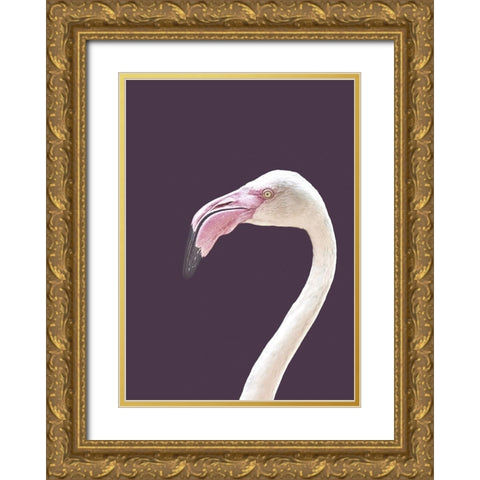 The Flamingo Gold Ornate Wood Framed Art Print with Double Matting by Design Fabrikken