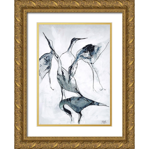 Crane 1 Gold Ornate Wood Framed Art Print with Double Matting by Design Fabrikken