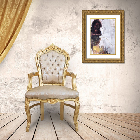 Yellow Era 1 Gold Ornate Wood Framed Art Print with Double Matting by Design Fabrikken