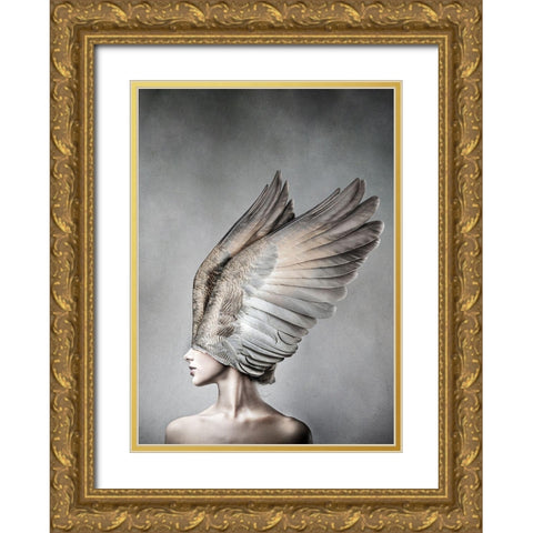 Thea Gold Ornate Wood Framed Art Print with Double Matting by Design Fabrikken