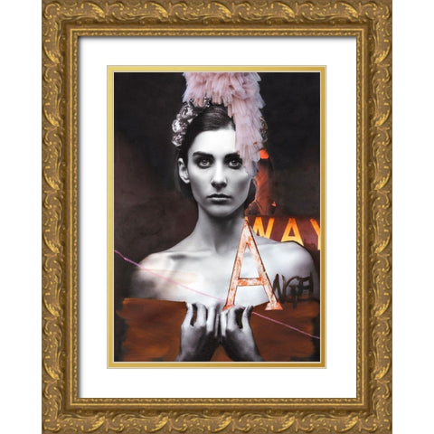 Angel Gold Ornate Wood Framed Art Print with Double Matting by Design Fabrikken