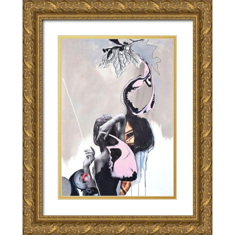 Pink Fluence 2 Gold Ornate Wood Framed Art Print with Double Matting by Design Fabrikken