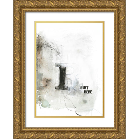 Right Here Gold Ornate Wood Framed Art Print with Double Matting by Design Fabrikken