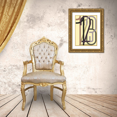 Numbers 1 Gold Ornate Wood Framed Art Print with Double Matting by Design Fabrikken