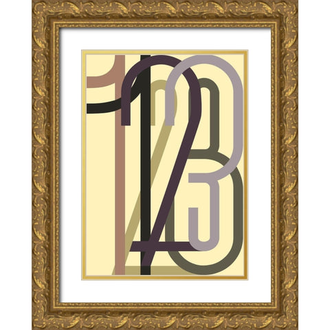 Numbers 1 Gold Ornate Wood Framed Art Print with Double Matting by Design Fabrikken