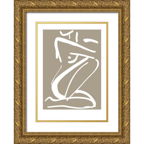 Sketch No. 2 Gold Ornate Wood Framed Art Print with Double Matting by Design Fabrikken