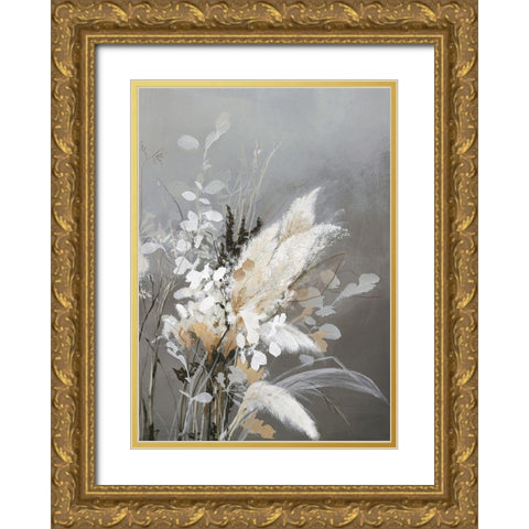Light Leaves 2 Gold Ornate Wood Framed Art Print with Double Matting by Design Fabrikken