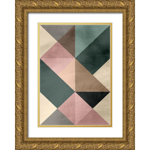 Triangle-2 Gold Ornate Wood Framed Art Print with Double Matting by Design Fabrikken