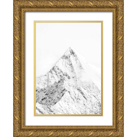 Mountain Top White Gold Ornate Wood Framed Art Print with Double Matting by Design Fabrikken