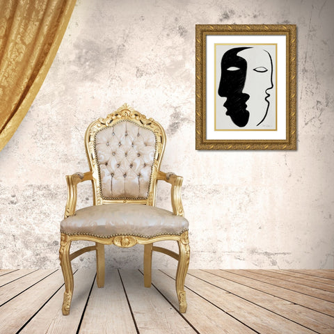 Face to Face Gold Ornate Wood Framed Art Print with Double Matting by Design Fabrikken