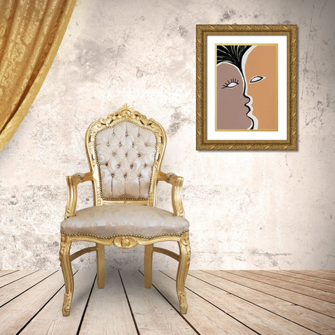 Face to Face 2 Gold Ornate Wood Framed Art Print with Double Matting by Design Fabrikken