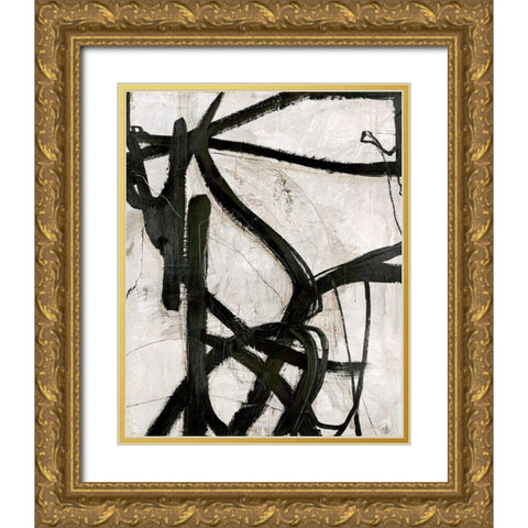 Graphical Lines 5 Gold Ornate Wood Framed Art Print with Double Matting by Design Fabrikken