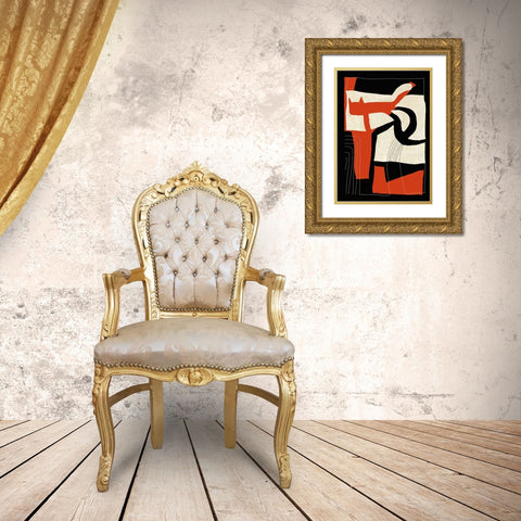 The Loose Cat Gold Ornate Wood Framed Art Print with Double Matting by Design Fabrikken