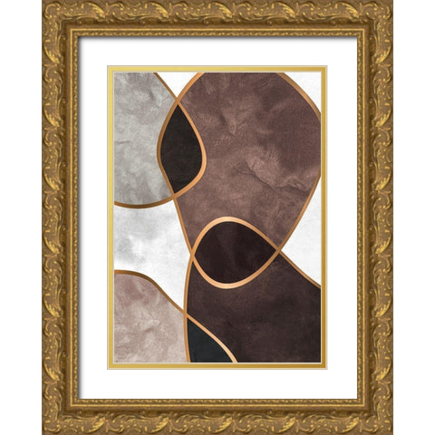 Velvet Shapes 3 Gold Ornate Wood Framed Art Print with Double Matting by Design Fabrikken