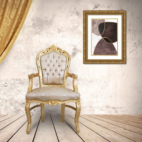 Velvet Shapes 4 Gold Ornate Wood Framed Art Print with Double Matting by Design Fabrikken