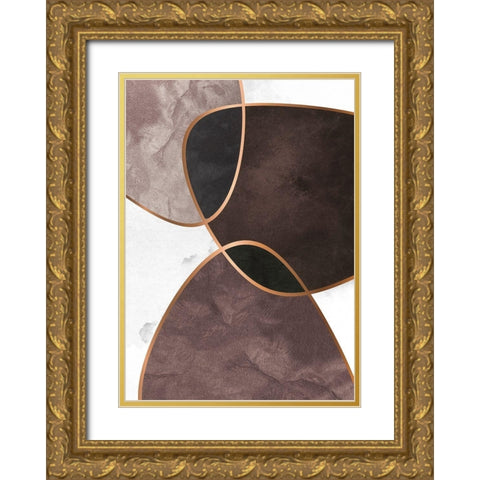 Velvet Shapes 4 Gold Ornate Wood Framed Art Print with Double Matting by Design Fabrikken
