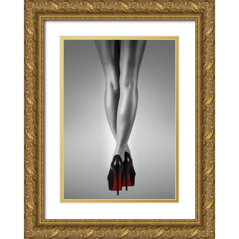 Fashion Red 2 Gold Ornate Wood Framed Art Print with Double Matting by Design Fabrikken