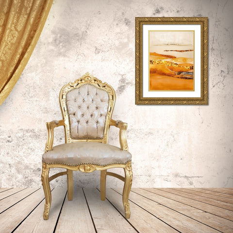 Element Fire Gold Ornate Wood Framed Art Print with Double Matting by Design Fabrikken