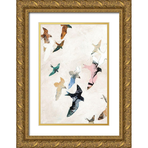 Abstract Birds 2 Gold Ornate Wood Framed Art Print with Double Matting by Design Fabrikken
