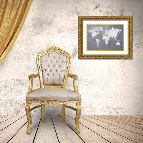 Silver World Gold Ornate Wood Framed Art Print with Double Matting by Design Fabrikken