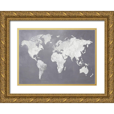 Silver World Gold Ornate Wood Framed Art Print with Double Matting by Design Fabrikken