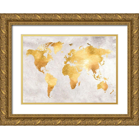 Gold World Gold Ornate Wood Framed Art Print with Double Matting by Design Fabrikken