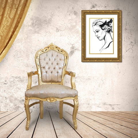 Silhouette 2 Gold Ornate Wood Framed Art Print with Double Matting by Design Fabrikken