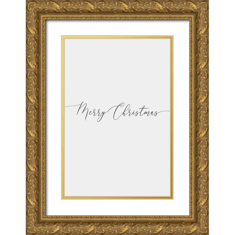 Merry Christmas 1 Gold Ornate Wood Framed Art Print with Double Matting by Design Fabrikken