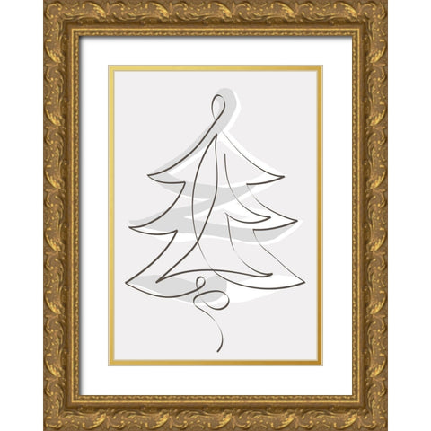Merry Christmas 2 Gold Ornate Wood Framed Art Print with Double Matting by Design Fabrikken