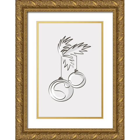 Merry Christmas 3 Gold Ornate Wood Framed Art Print with Double Matting by Design Fabrikken