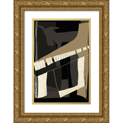 Goat Plays The Piano Gold Ornate Wood Framed Art Print with Double Matting by Design Fabrikken