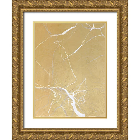 Gold Marble Gold Ornate Wood Framed Art Print with Double Matting by Design Fabrikken