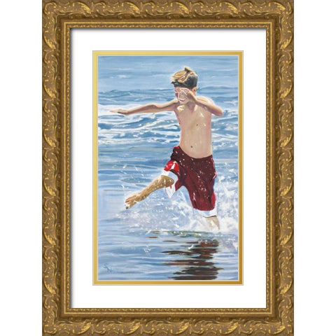 The Hurdler Gold Ornate Wood Framed Art Print with Double Matting by Newstedt, Stephen