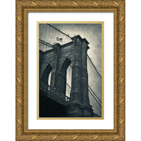Brooklyn Bridge Gold Ornate Wood Framed Art Print with Double Matting by Nicosia, Larry