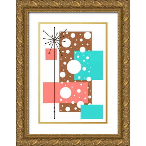 Lacuna - Aqua and Brown Gold Ornate Wood Framed Art Print with Double Matting by Newton, Tonya