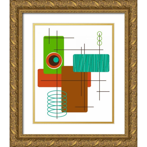 Modop in Green Gold Ornate Wood Framed Art Print with Double Matting by Newton, Tonya