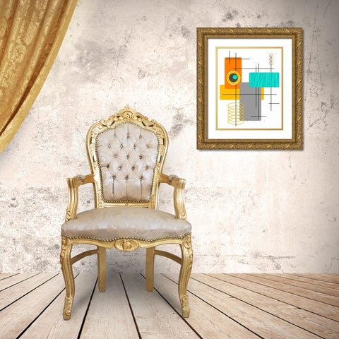 Modop in Orange Gold Ornate Wood Framed Art Print with Double Matting by Newton, Tonya