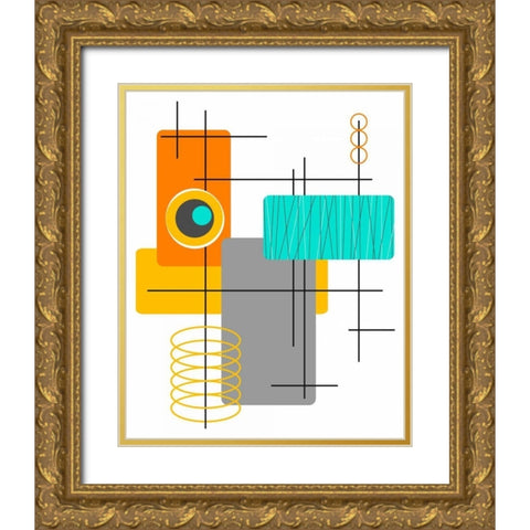 Modop in Orange Gold Ornate Wood Framed Art Print with Double Matting by Newton, Tonya