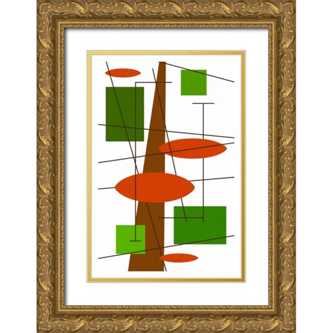 Rauth in Green Gold Ornate Wood Framed Art Print with Double Matting by Newton, Tonya