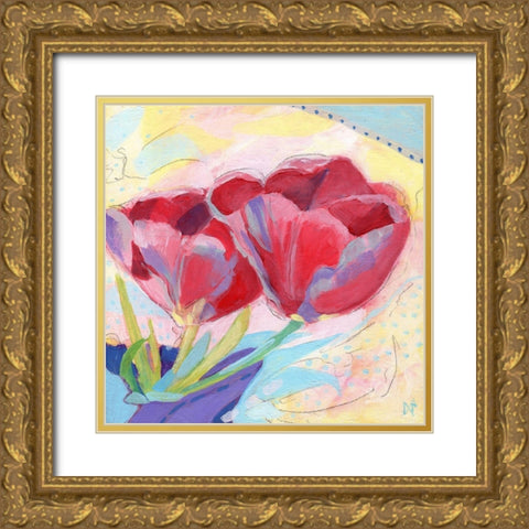 Tulips No. 2 Gold Ornate Wood Framed Art Print with Double Matting by Nemcosky, Ann Thompson