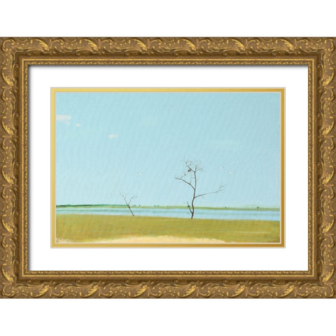 On The Lake, September Gold Ornate Wood Framed Art Print with Double Matting by Nekraha, Igor