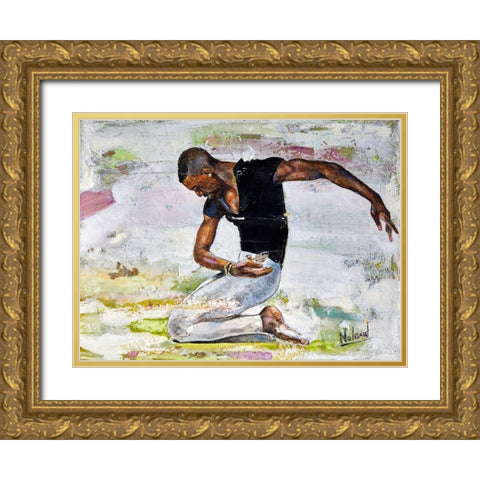 Careful Sparrow Gold Ornate Wood Framed Art Print with Double Matting by Anderson, Noland