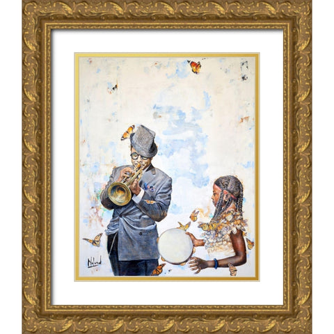 Voodoo In The Vibes Gold Ornate Wood Framed Art Print with Double Matting by Anderson, Noland