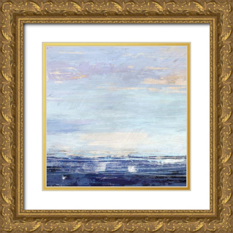Blue Wave No. 1 Gold Ornate Wood Framed Art Print with Double Matting by Nicoll, Suzanne