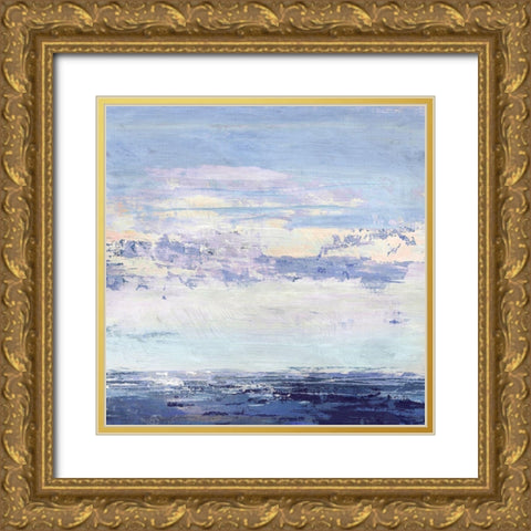 Blue Wave No. 2 Gold Ornate Wood Framed Art Print with Double Matting by Nicoll, Suzanne