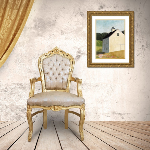 Hillside Barn Gold Ornate Wood Framed Art Print with Double Matting by Nicoll, Suzanne