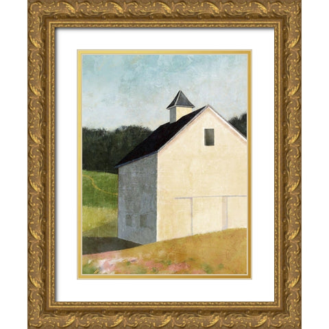 Hillside Barn Gold Ornate Wood Framed Art Print with Double Matting by Nicoll, Suzanne