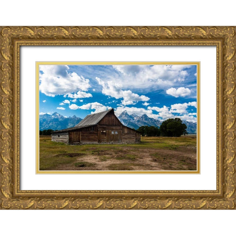 Grand Teton Barn I Gold Ornate Wood Framed Art Print with Double Matting by Oldford, Tim